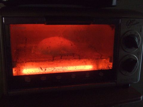 メロンパンをオーブントースターで温めたら焼きたてみたいに美味しくなった。