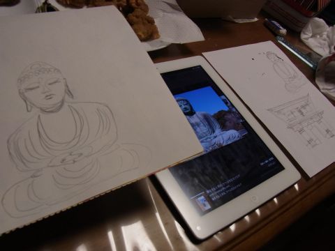 鎌倉の大仏さまの絵を描いてみる