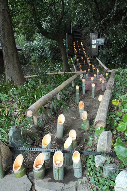 裏山への道の竹灯篭１