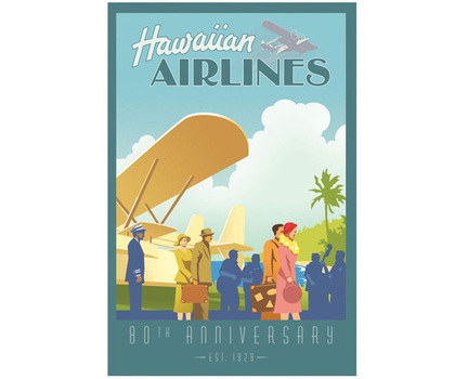 買い人気商品  ポスター ハワイアン航空 70年代実物オリジナル 印刷物